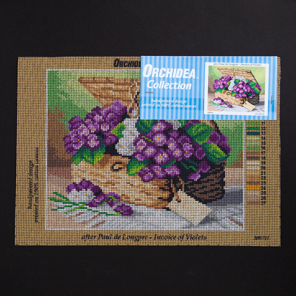 ORCHİDEA 24 x 30 cm Menekşe Kasası Baskılı Goblen 3087H